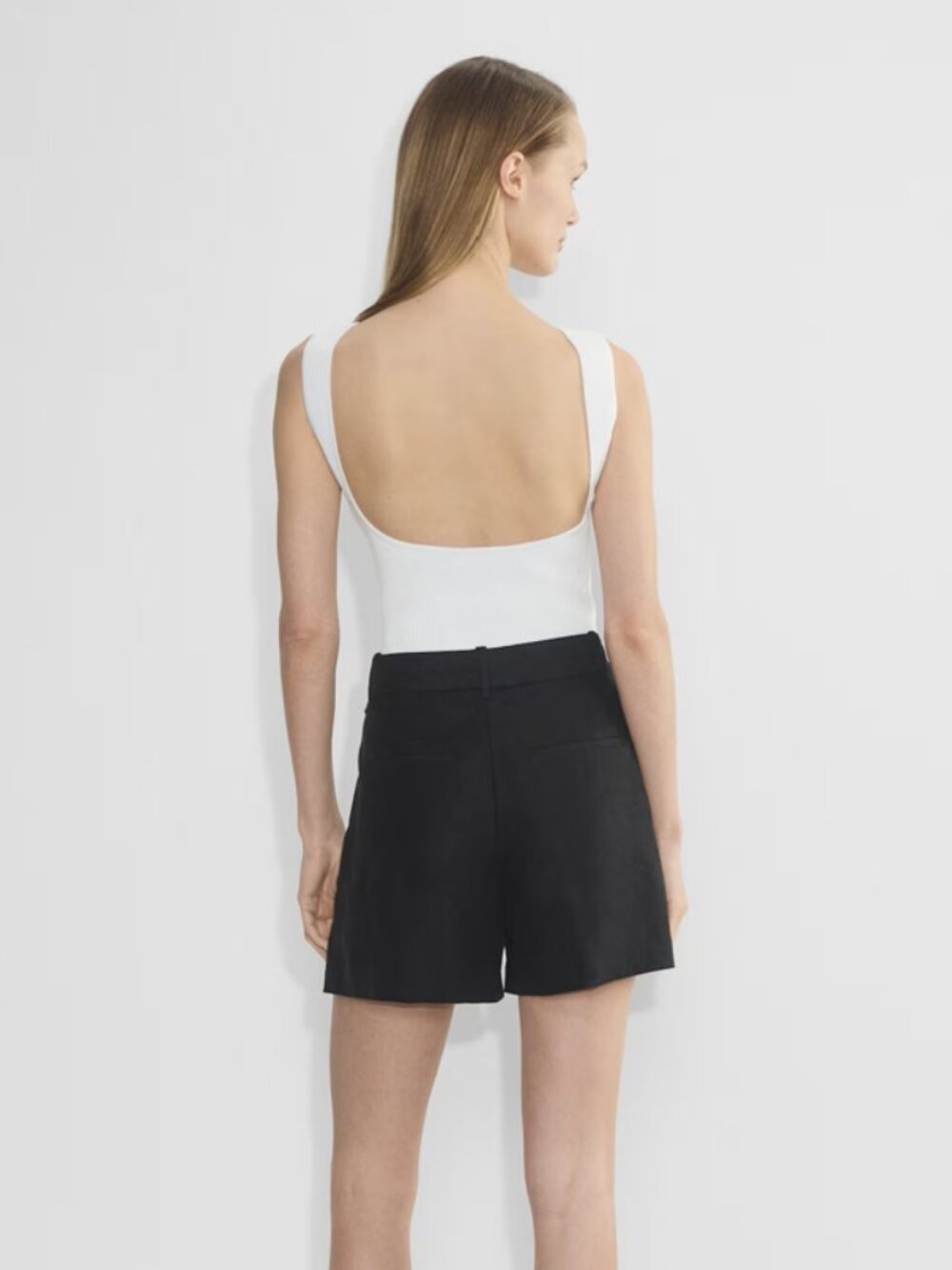Aritzia Babaton Sculpt Knit Leading Top Ribbed Open Back | WHITE | MEDIUM